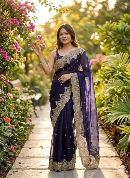 Ahana2 Pure Fandy Chiffon Sequence Zari Work Saree